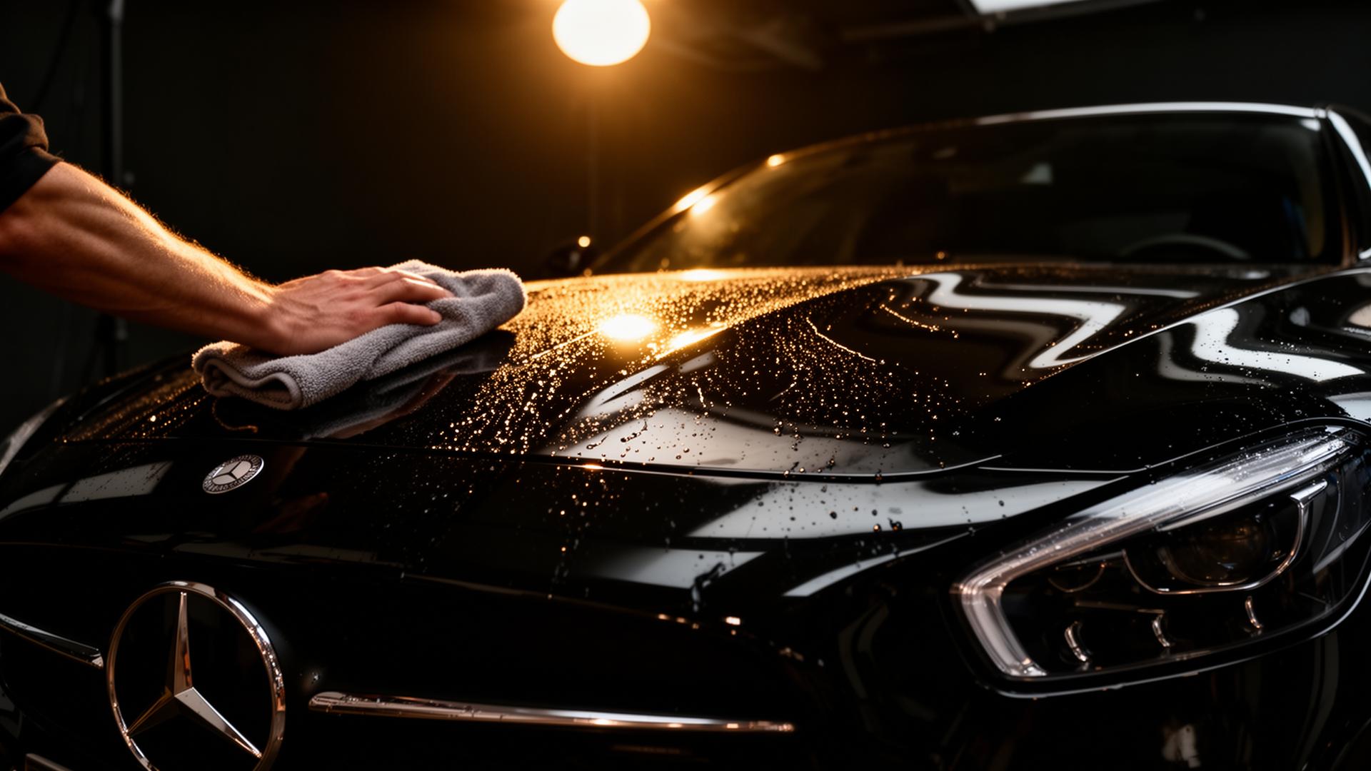 Luxury car being hand-detailed